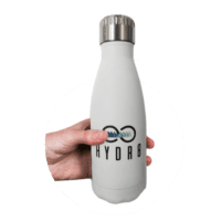 person holding hydr8 water bottle